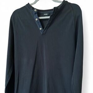 Black Long-Sleeve Henley Shirt